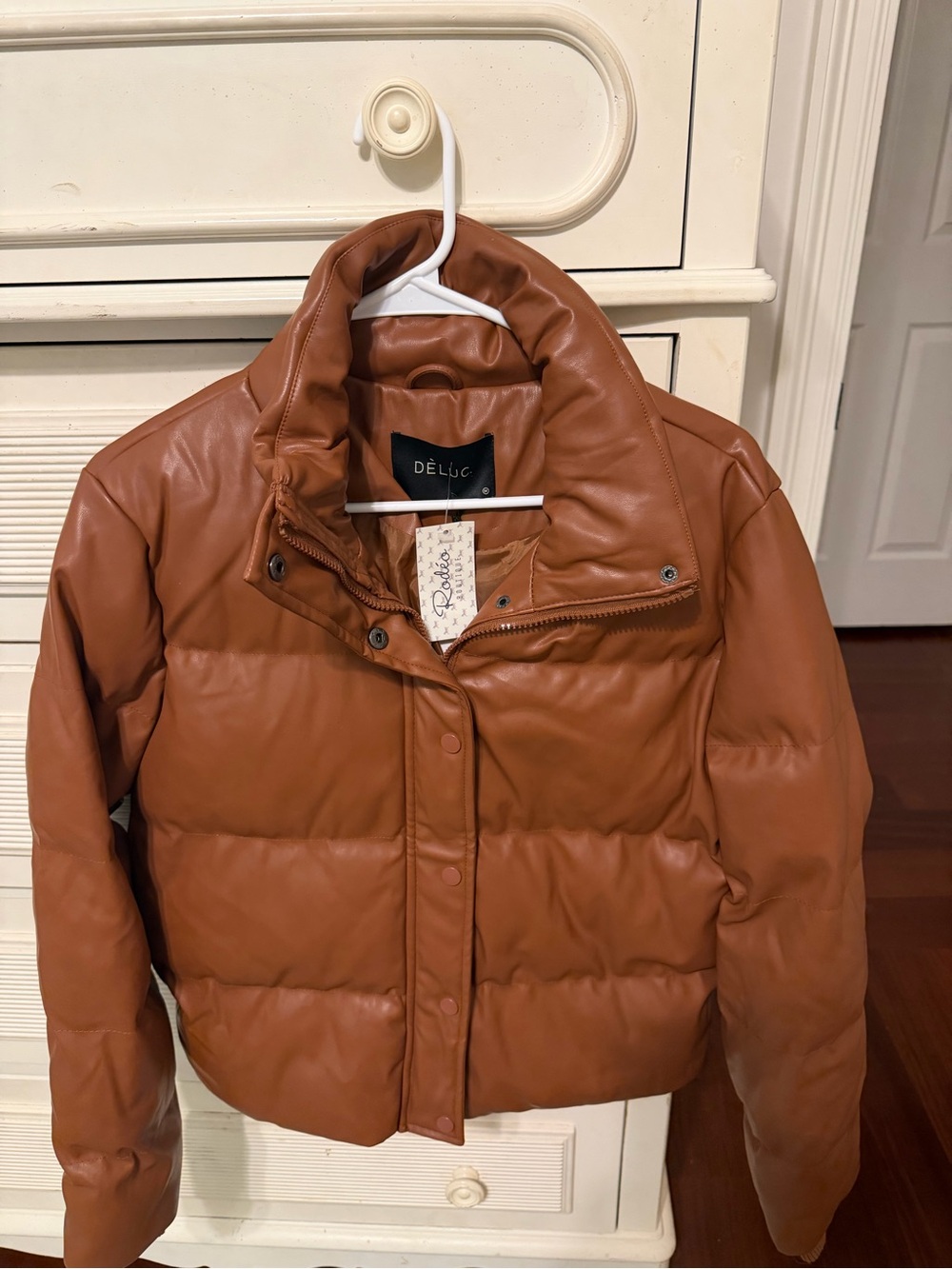 Deluc Cognac Brown Quilted Puffer Jacket